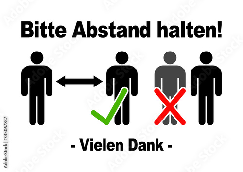 Cuadros en Lienzo ds87 DiskretionSchild - text in deutsch: Bitte Abstand halten! - Anstehen im Kun