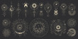 © chikovnaya - Vector illustration set of moon phases. Different stages of moonlight activity in vintage engraving style. Zodiac Signs