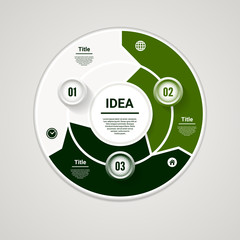 Wall Mural - Vector circle arrows for infographic. Template for cycling diagram, graph, presentation and round chart. Business concept with  3 options, parts, steps or processes. Abstract background.