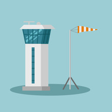 Control Tower With Weathersock Vector Illustration Building