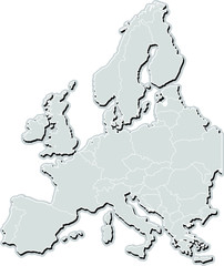  Europe map vector with country borders