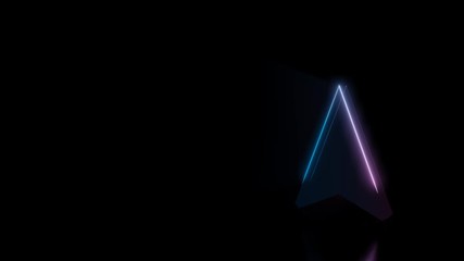 Wall Mural - abstract 3d rendering glowing blue purple neon symbol of navigation arrow up with glowing outlines w