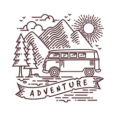 adventure in nature line illustration