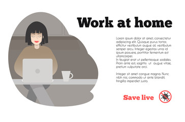 Work at home motivational banner. Vector illustration.