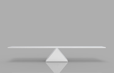 Wall Mural - 3d rendering. empty blank silver aluminium triangle balance scale with clipping path on gray backgro