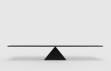 Wall Mural - 3d rendering. empty blank black metal triangle balance scale with clipping path on gray background.