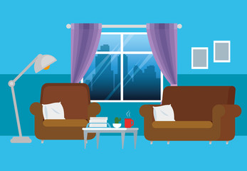 Canvas Print - living room home place with couch vector illustration design