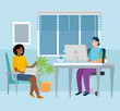 © Gstudio - scene women working at home vector illustration design