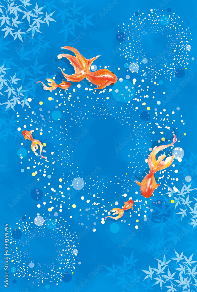金魚 金魚 金魚すくい 泳ぐ お祭り おしゃれ 和 淡水魚 和風 アクアリウム Wall Mural Okaka08