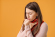 © Pixel-Shot - Coughing young woman on color background
