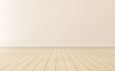 Wall Mural - Mock-up of empty room and wood laminate floor with sun light cast the shadow on the wall,Perspective of minimal interior design. 3D rendering
