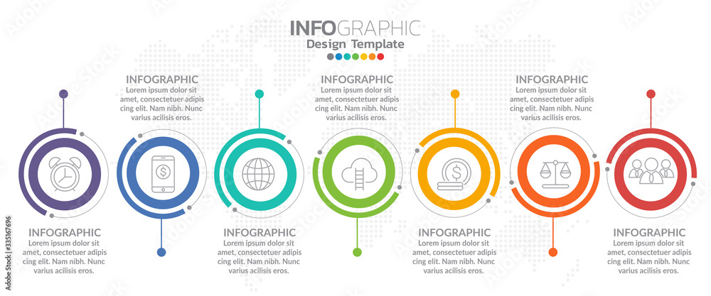 Infographic template design with 6 color options. Stock Vector | Adobe ...
