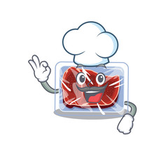 Poster - Frozen beef chef cartoon design style wearing white hat