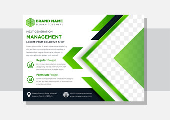 Wall Mural - Blue and green flyer cover business brochure vector design, Leaflet advertising abstract background, Modern poster magazine layout template, Horizontal annual report for presentation. space for photo.