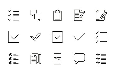 Simple set of survey modern thin line icons