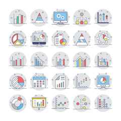 Sticker - Business Charts and Diagrams Flat Circular Icons 1