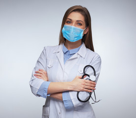 Confident woman doctor wearing medical mask