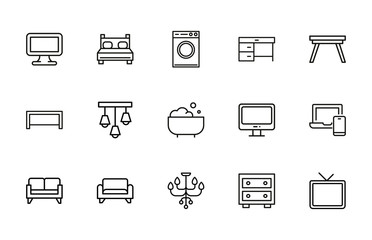 Canvas Print - homeware line icons set.