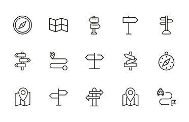 Sticker - maps line icons set.