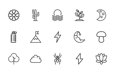 Sticker - Premium set of nature line icons.