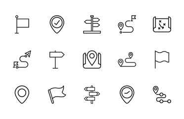 Sticker - Simple set of places icons in trendy line style.