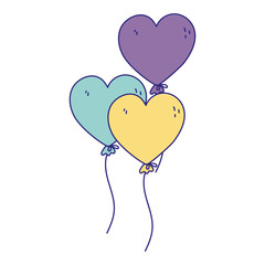 Poster - happy birthday, balloons shaped hearts decoration celebration party isolation design icon