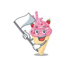 Canvas Print - A nationalistic strawberry ice cream mascot character design with flag