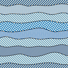 Fototapete - Seamless pattern. Wavy pattern in marine style. Vector illustration.
