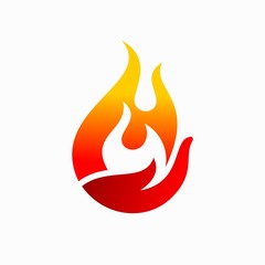 Sticker - fire icon vector illustration and hand logo design