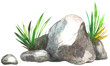 © Poltavska - Watercolor stones with grass