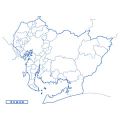  愛知県地図 シンプル白地図 市区町村