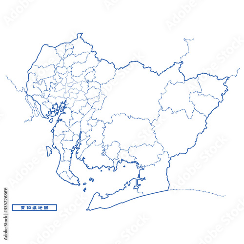 愛知県地図 シンプル白地図 市区町村 Stock Vector Adobe Stock