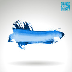 Blue brush stroke and texture. Grunge vector abstract hand - painted element. Underline and border design.