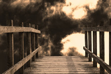 Wooden Bridge Leading To Apocalyptic Doom