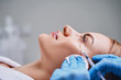 Calm pretty female during mesotherapy stock photo