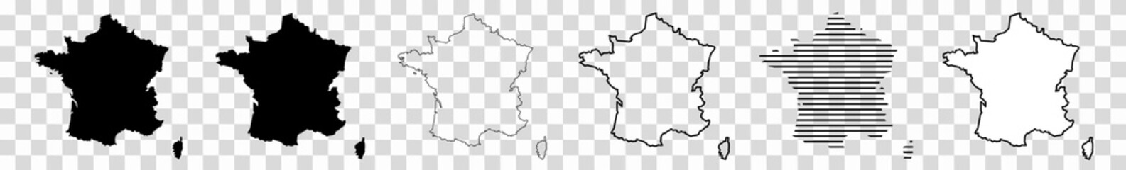 Wall Mural - france map black | french border | state country | transparent isolated | variations