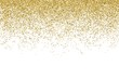 Vector realistic gold glitter particles effect - isolated shiny confetti and glitter sparkling texture. Star dust sparks in explosion on transparent background.