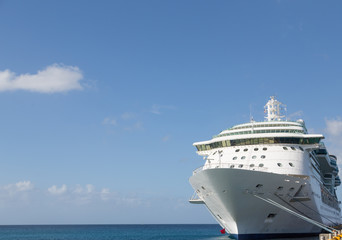 Wall Mural - Luxury Cruise Ship Anchored Under Nice Skies at Harbor on St Croix