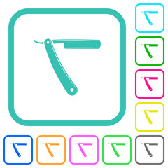 Poster - Straight razor vivid colored flat icons