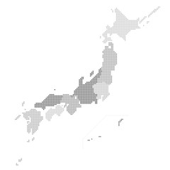 日本地図 ドット イラスト 黒 グラデーション Fototapety