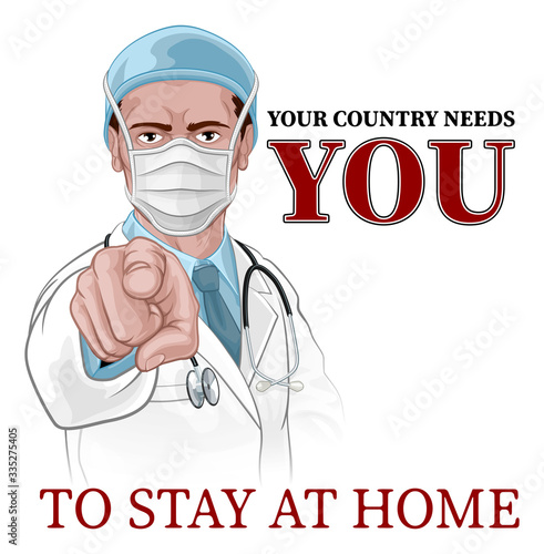 Cuadros en Lienzo A doctor pointing at viewer in wants or needs you gesture