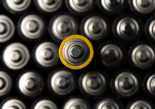Energy Abstract Background Of Batteries. Close Up Top View On Rows Of Selection Of AA Batteries. Alkaline Battery Aa Size. Many Aa Batteries.