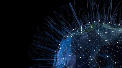 3d render of complex geometry. Artificial intelligence concept. Technology theme...