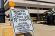 © JJ Gouin - City government building, complex closed sign due to Covid-19 coronavirus pandemic stay at home isolation order