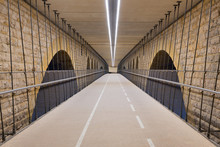 Illuminated Cycle Track Below Pont Adolphe Bridge Luxembourg City