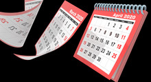 Calendar April 2020 Flying Pages Isolated Red - 3d Rendering