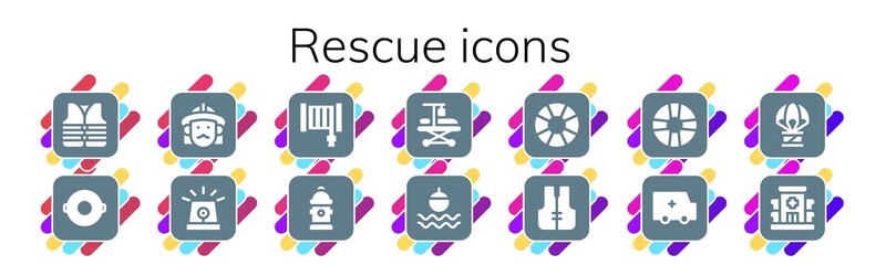 Wall Mural - rescue icon set