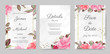 Beautiful watercolor rose wedding invitation card Rose leaf template set