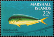 Dolphin fish on stamp of Marshall Islands