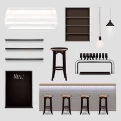 Wall Mural - bar interior elements realistic set